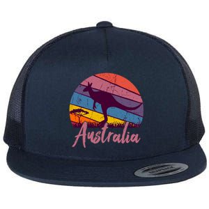 Australia Kangaroo Aussie Australian Souvenir Tourist Retro Flat Bill Trucker Hat