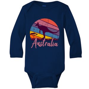 Australia Kangaroo Aussie Australian Souvenir Tourist Retro Baby Long Sleeve Bodysuit