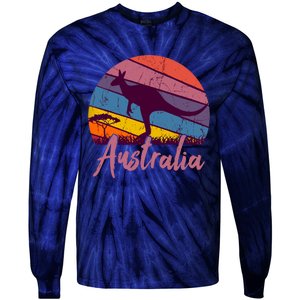 Australia Kangaroo Aussie Australian Souvenir Tourist Retro Tie-Dye Long Sleeve Shirt