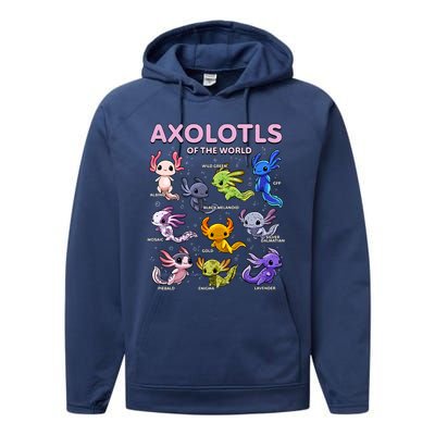 Axolotl Kawaii Axolotls Of The World Axolotl Animals Performance Fleece Hoodie