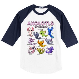 Axolotl Kawaii Axolotls Of The World Axolotl Animals Baseball Sleeve Shirt