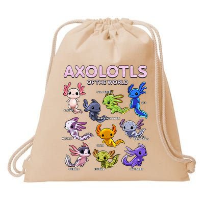 Axolotl Kawaii Axolotls Of The World Axolotl Animals Drawstring Bag