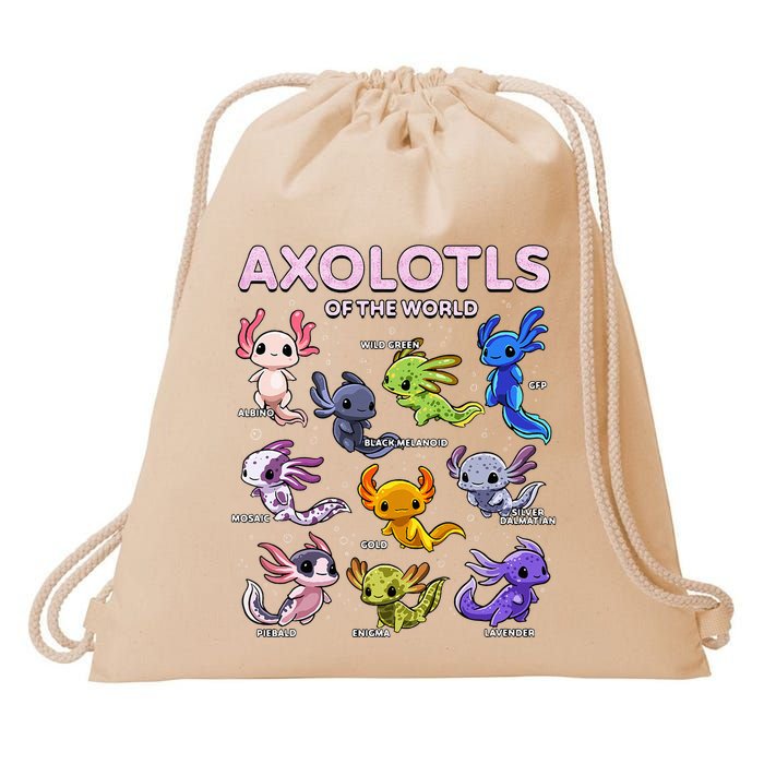 Axolotl Kawaii Axolotls Of The World Axolotl Animals Drawstring Bag