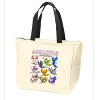 Axolotl Kawaii Axolotls Of The World Axolotl Animals Zip Tote Bag