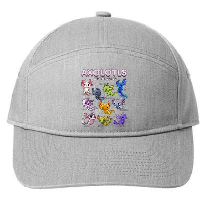 Axolotl Kawaii Axolotls Of The World Axolotl Animals 7-Panel Snapback Hat