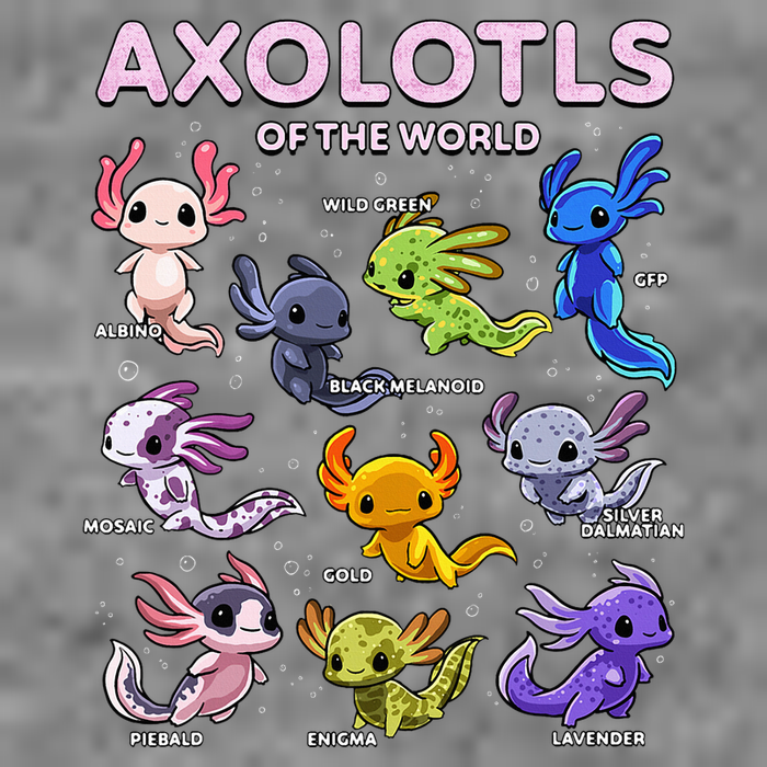 Axolotl Kawaii Axolotls Of The World Axolotl Animals 7-Panel Snapback Hat