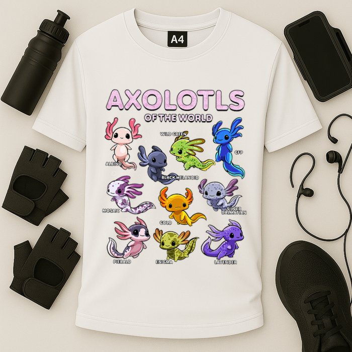 Axolotl Kawaii Axolotls Of The World Axolotl Animals Performance Shirt