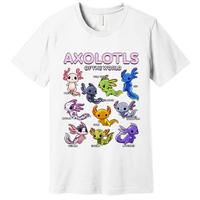Axolotl Kawaii Axolotls Of The World Axolotl Animals Premium T-Shirt
