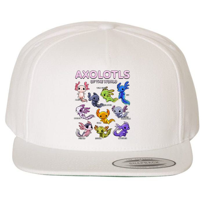 Axolotl Kawaii Axolotls Of The World Axolotl Animals Wool Snapback Cap