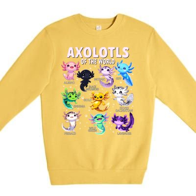 Axolotl Kawaii Axolotls Of The World Axolotl Animals Premium Crewneck Sweatshirt