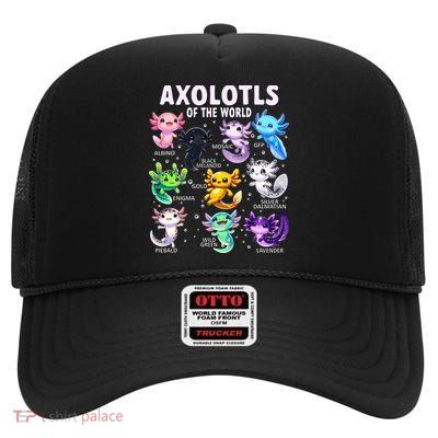 Axolotl Kawaii Axolotls Of The World Axolotl Animals High Crown Mesh Back Trucker Hat