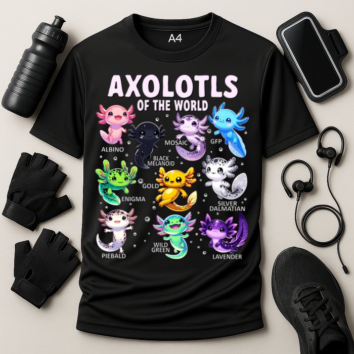 Axolotl Kawaii Axolotls Of The World Axolotl Animals Performance Shirt