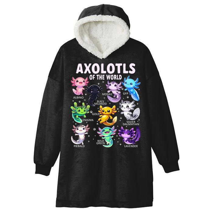Axolotl Kawaii Axolotls Of The World Axolotl Animals Hooded Wearable Blanket