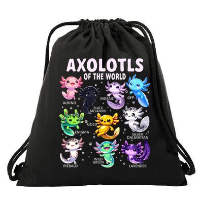 Axolotl Kawaii Axolotls Of The World Axolotl Animals Drawstring Bag