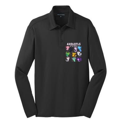 Axolotl Kawaii Axolotls Of The World Axolotl Animals Silk Touch Performance Long Sleeve Polo