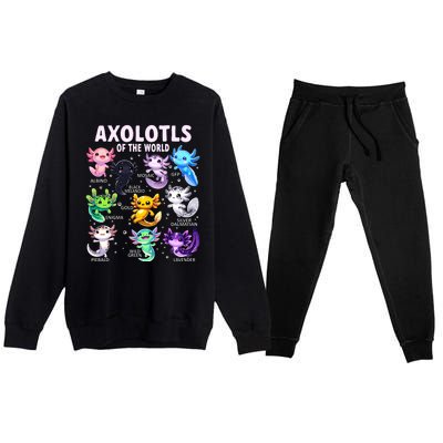 Axolotl Kawaii Axolotls Of The World Axolotl Animals Premium Crewneck Sweatsuit Set