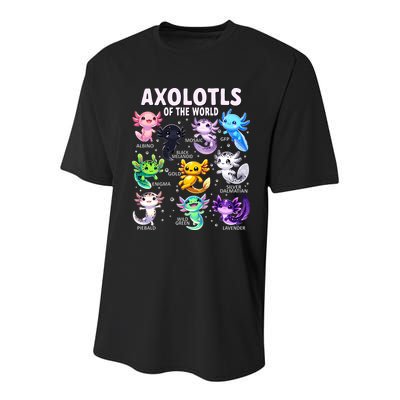 Axolotl Kawaii Axolotls Of The World Axolotl Animals Youth Performance Sprint T-Shirt