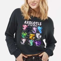 Axolotl Kawaii Axolotls Of The World Axolotl Animals Cropped Pullover Crew