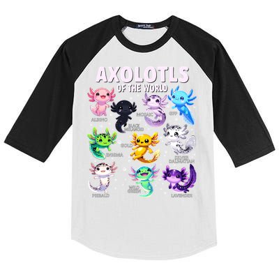 Axolotl Kawaii Axolotls Of The World Axolotl Animals Kids Colorblock Raglan Jersey