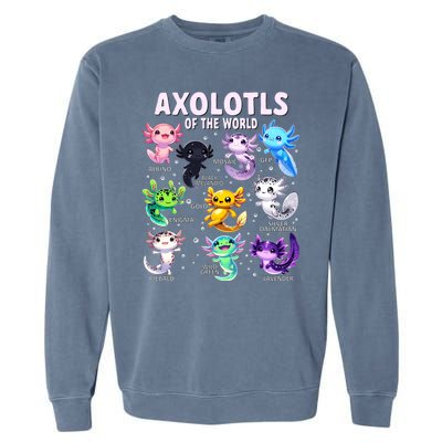 Axolotl Kawaii Axolotls Of The World Axolotl Animals Garment-Dyed Sweatshirt