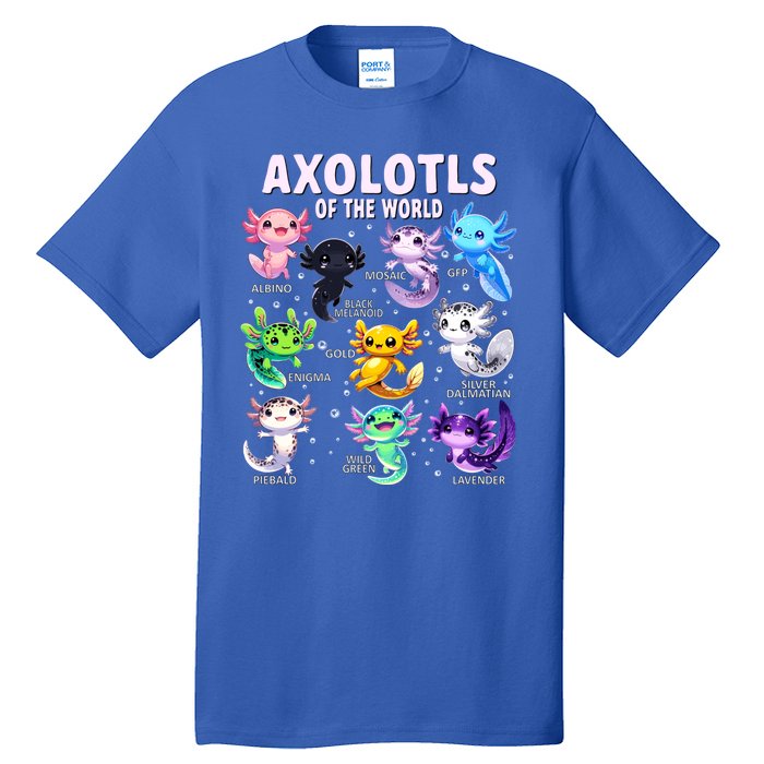 Axolotl Kawaii Axolotls Of The World Axolotl Animals Tall T-Shirt