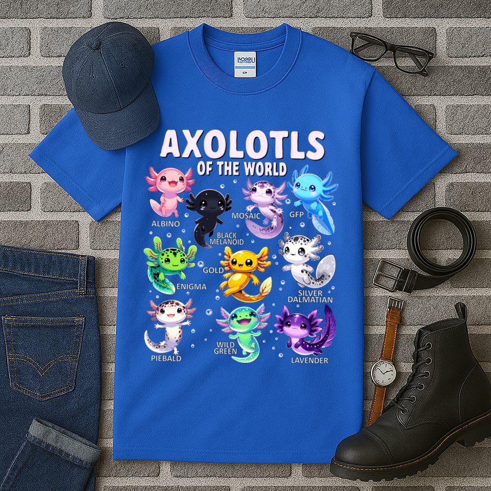 Axolotl Kawaii Axolotls Of The World Axolotl Animals Tall T-Shirt