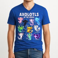 Axolotl Kawaii Axolotls Of The World Axolotl Animals V-Neck T-Shirt