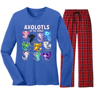 Axolotl Kawaii Axolotls Of The World Axolotl Animals Women's Long Sleeve Flannel Pajama Set 