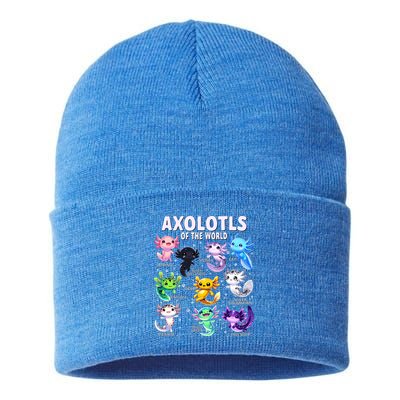 Axolotl Kawaii Axolotls Of The World Axolotl Animals Sustainable Knit Beanie