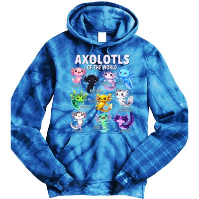 Axolotl Kawaii Axolotls Of The World Axolotl Animals Tie Dye Hoodie