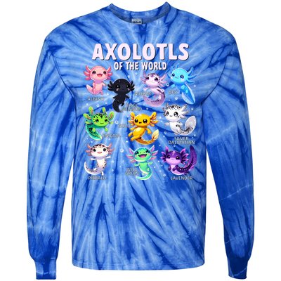 Axolotl Kawaii Axolotls Of The World Axolotl Animals Tie-Dye Long Sleeve Shirt