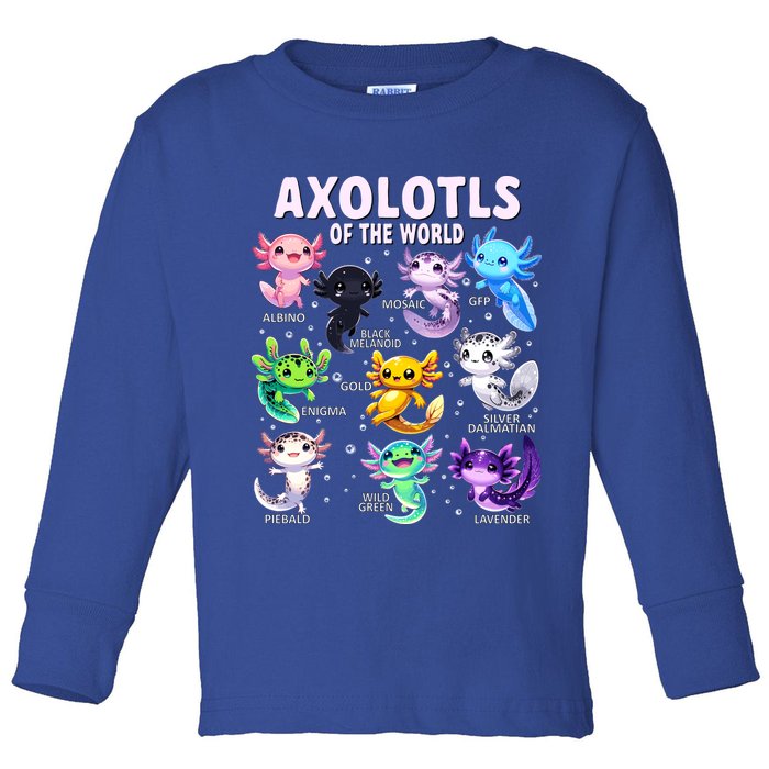 Axolotl Kawaii Axolotls Of The World Axolotl Animals Toddler Long Sleeve Shirt