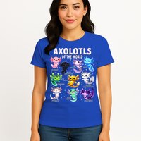 Axolotl Kawaii Axolotls Of The World Axolotl Animals Womens T-Shirt