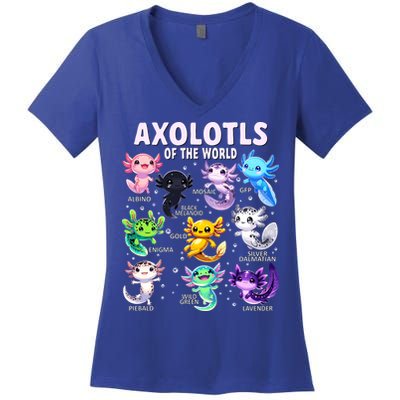 Axolotl Kawaii Axolotls Of The World Axolotl Animals Women's V-Neck T-Shirt