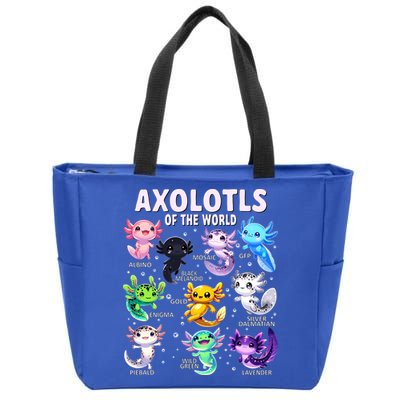 Axolotl Kawaii Axolotls Of The World Axolotl Animals Zip Tote Bag