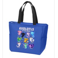 Axolotl Kawaii Axolotls Of The World Axolotl Animals Zip Tote Bag