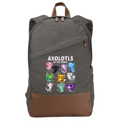 Axolotl Kawaii Axolotls Of The World Axolotl Animals Cotton Canvas Backpack