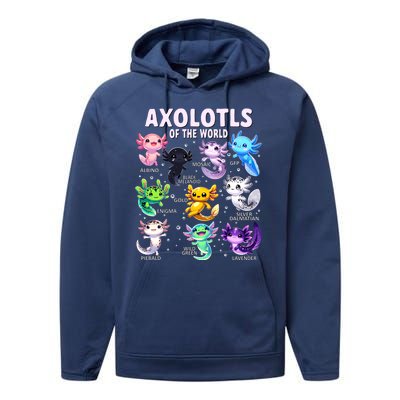 Axolotl Kawaii Axolotls Of The World Axolotl Animals Performance Fleece Hoodie