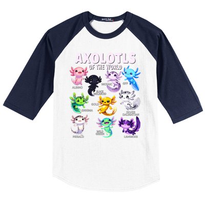 Axolotl Kawaii Axolotls Of The World Axolotl Animals Baseball Sleeve Shirt