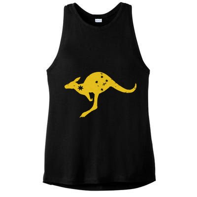 AUSTRALIA KANGAROO AUSSIE ROO FLAG ROUNDEL SPORTS MILITARY Ladies PosiCharge Tri-Blend Wicking Tank