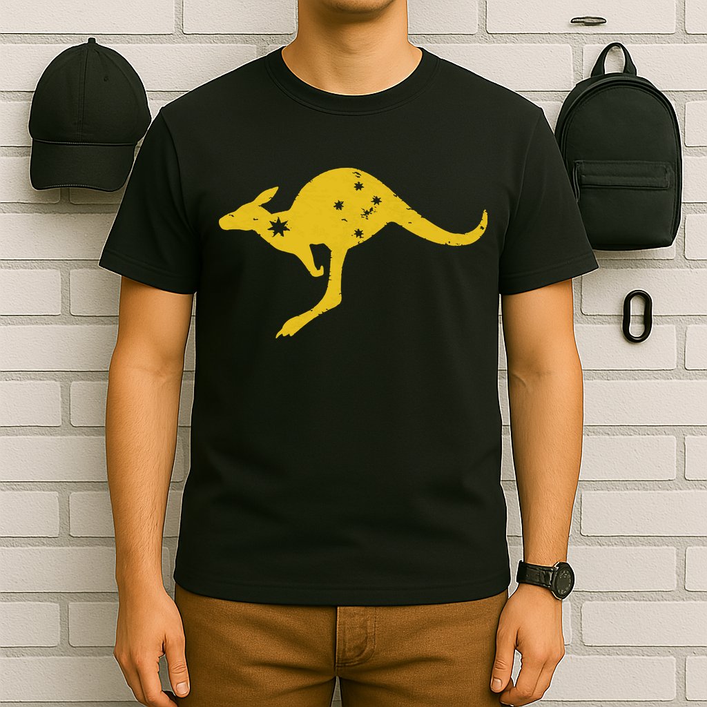 AUSTRALIA KANGAROO AUSSIE ROO FLAG ROUNDEL SPORTS MILITARY T-Shirt