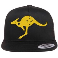 AUSTRALIA KANGAROO AUSSIE ROO FLAG ROUNDEL SPORTS MILITARY Flat Bill Trucker Hat