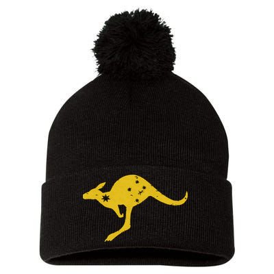 AUSTRALIA KANGAROO AUSSIE ROO FLAG ROUNDEL SPORTS MILITARY Pom Pom 12in Knit Beanie