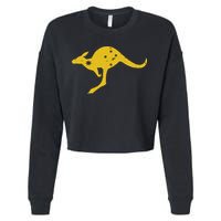 AUSTRALIA KANGAROO AUSSIE ROO FLAG ROUNDEL SPORTS MILITARY Cropped Pullover Crew