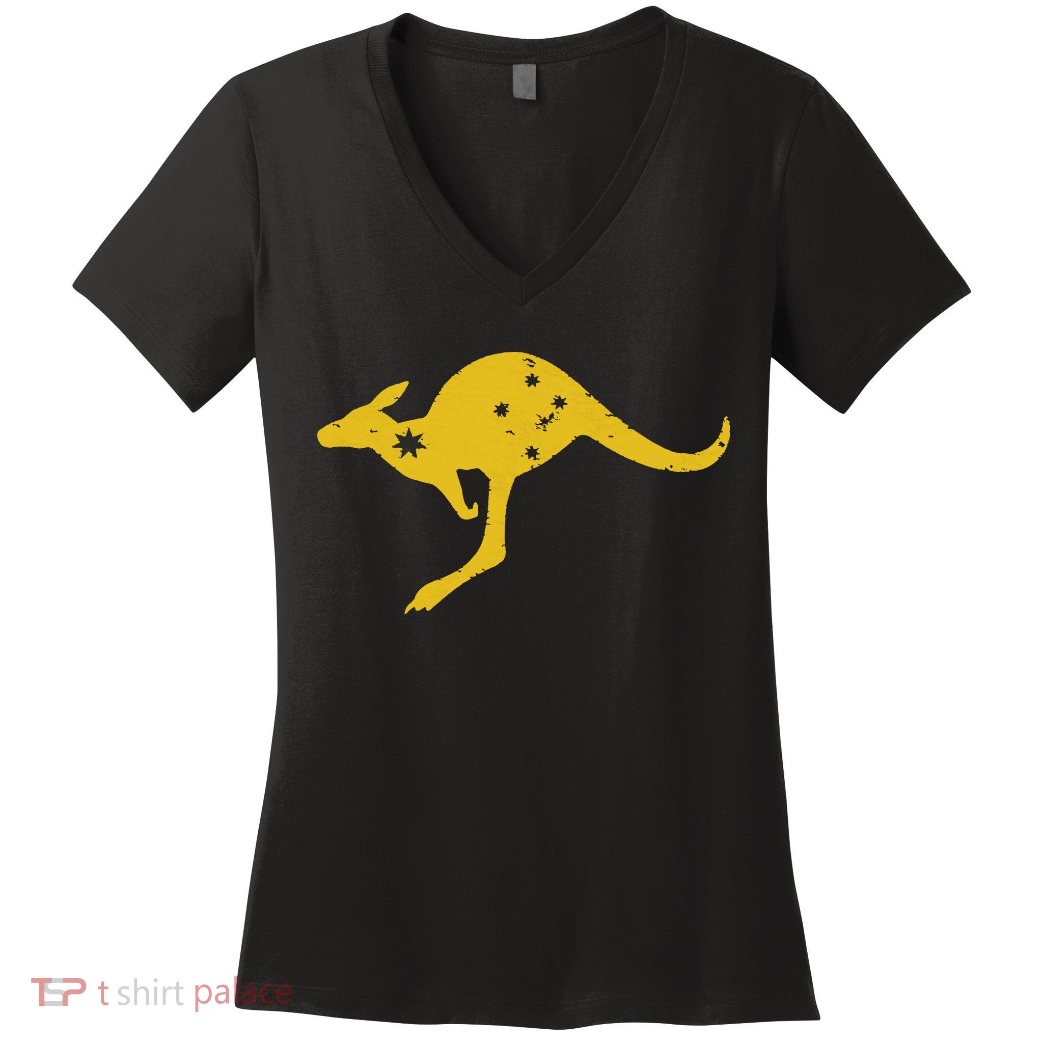 AUSTRALIA KANGAROO AUSSIE ROO FLAG ROUNDEL SPORTS MILITARY Women's V-Neck T-Shirt