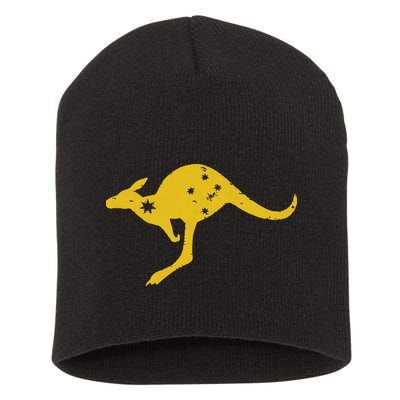 AUSTRALIA KANGAROO AUSSIE ROO FLAG ROUNDEL SPORTS MILITARY Short Acrylic Beanie