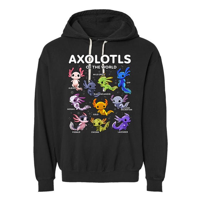 Axolotl Kawaii Axolotls Of The World Axolotl Animals Garment-Dyed Fleece Hoodie