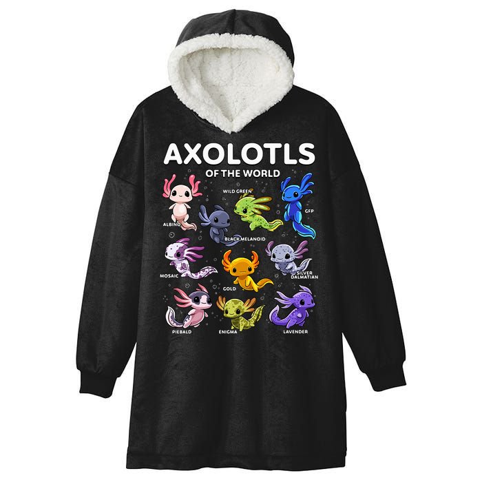 Axolotl Kawaii Axolotls Of The World Axolotl Animals Hooded Wearable Blanket
