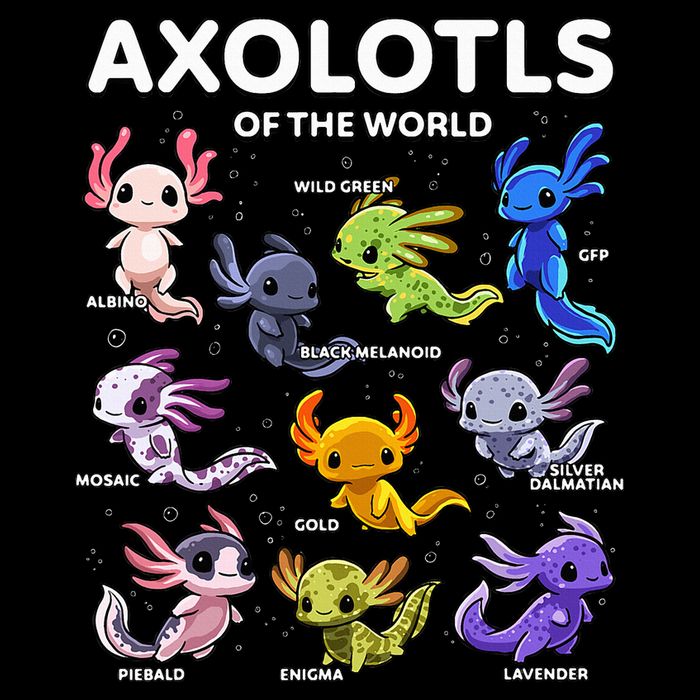 Axolotl Kawaii Axolotls Of The World Axolotl Animals 7-Panel Snapback Hat