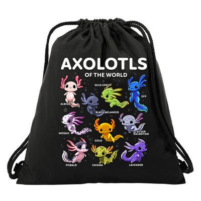 Axolotl Kawaii Axolotls Of The World Axolotl Animals Drawstring Bag